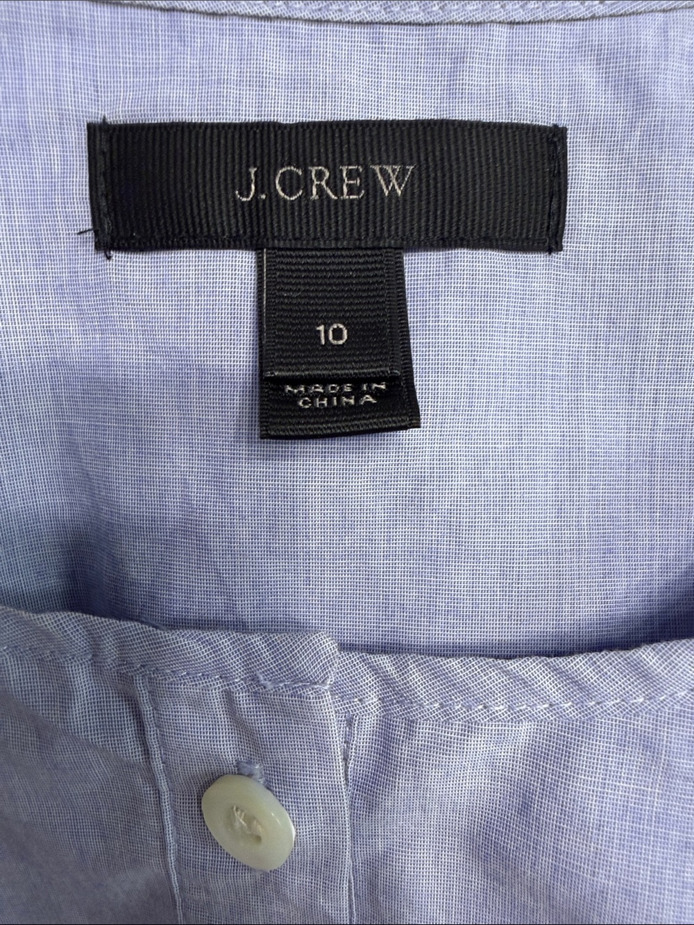 J. Crew Light Blue Sleeveless Ruffle Front Button Blouse - Picture 3 of 5